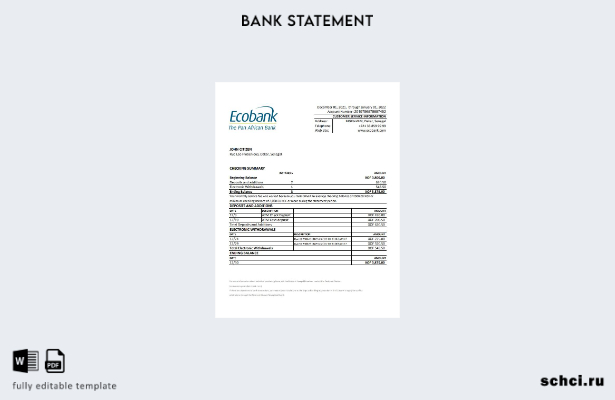 цифровая загрузка шаблона Excel банковской выписки Сенегала Ecobank